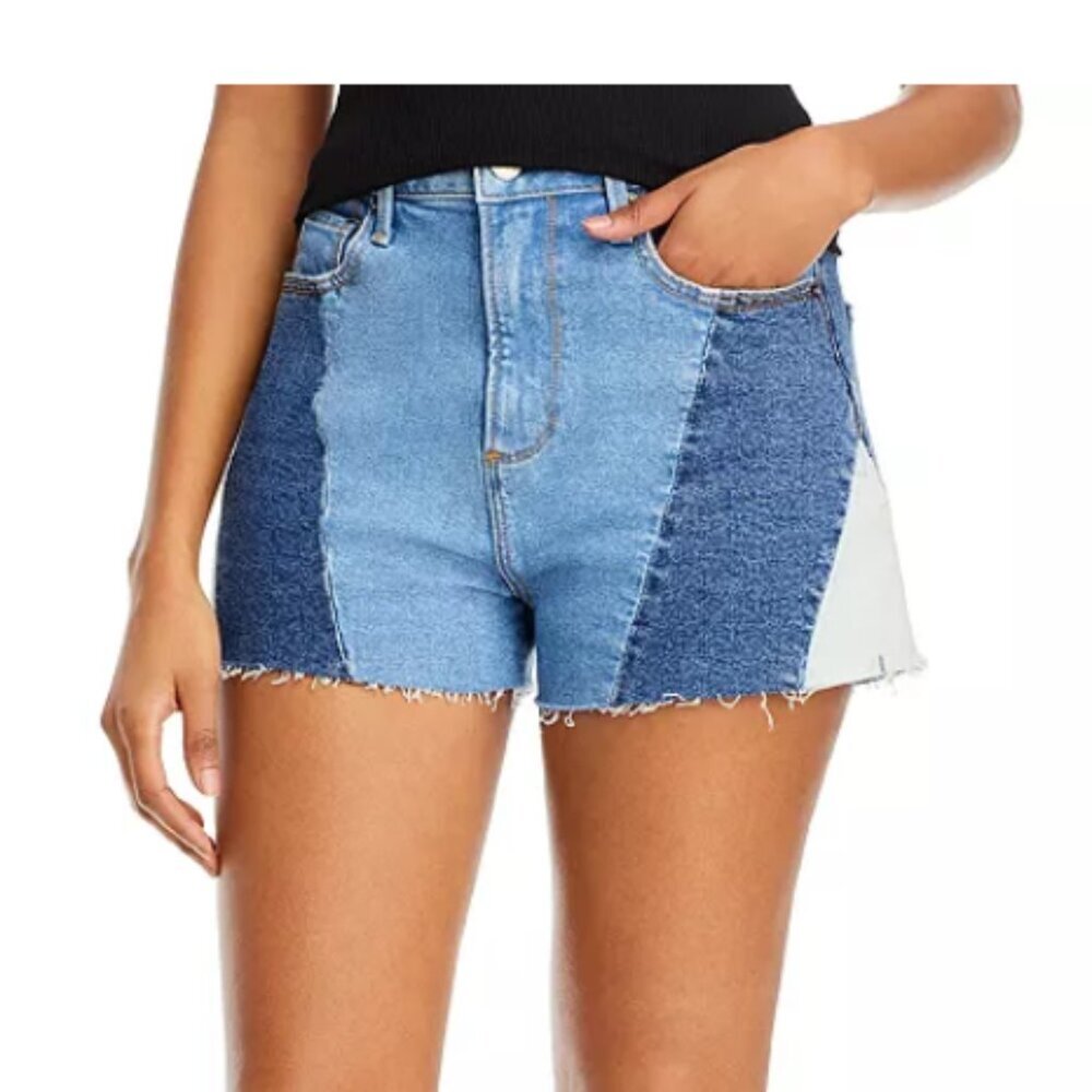 Kut from the Kloth Jane High Rise patchwrok Denim Shorts 8
